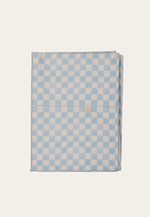 Dusty Aqua Checkerboard Organic Cotton Flat Sheet