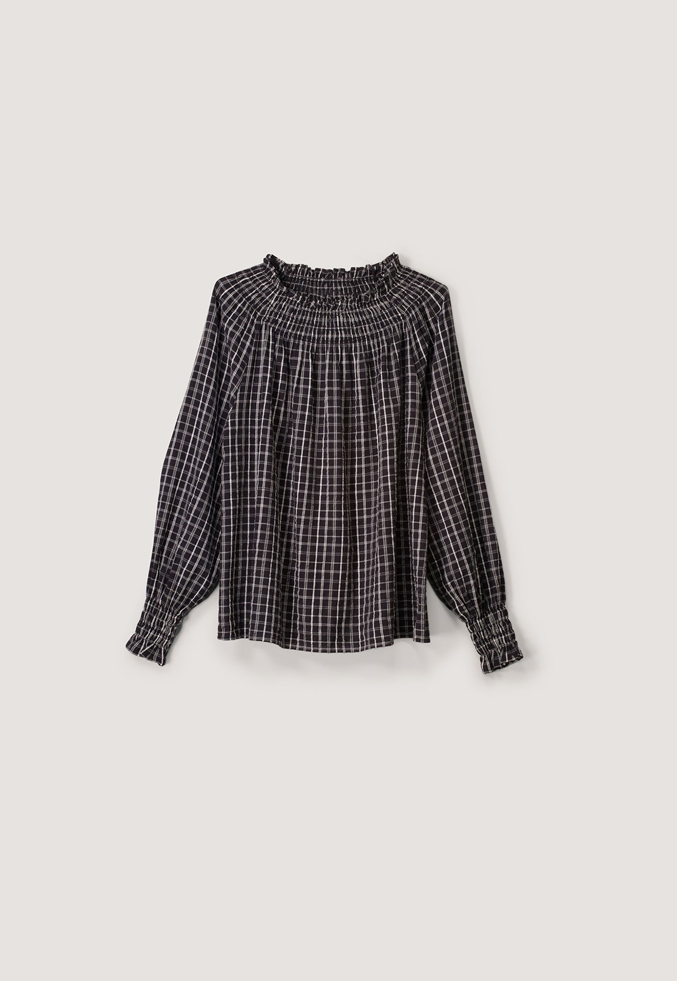 Rowena Shirred Blouse - Smoky Check