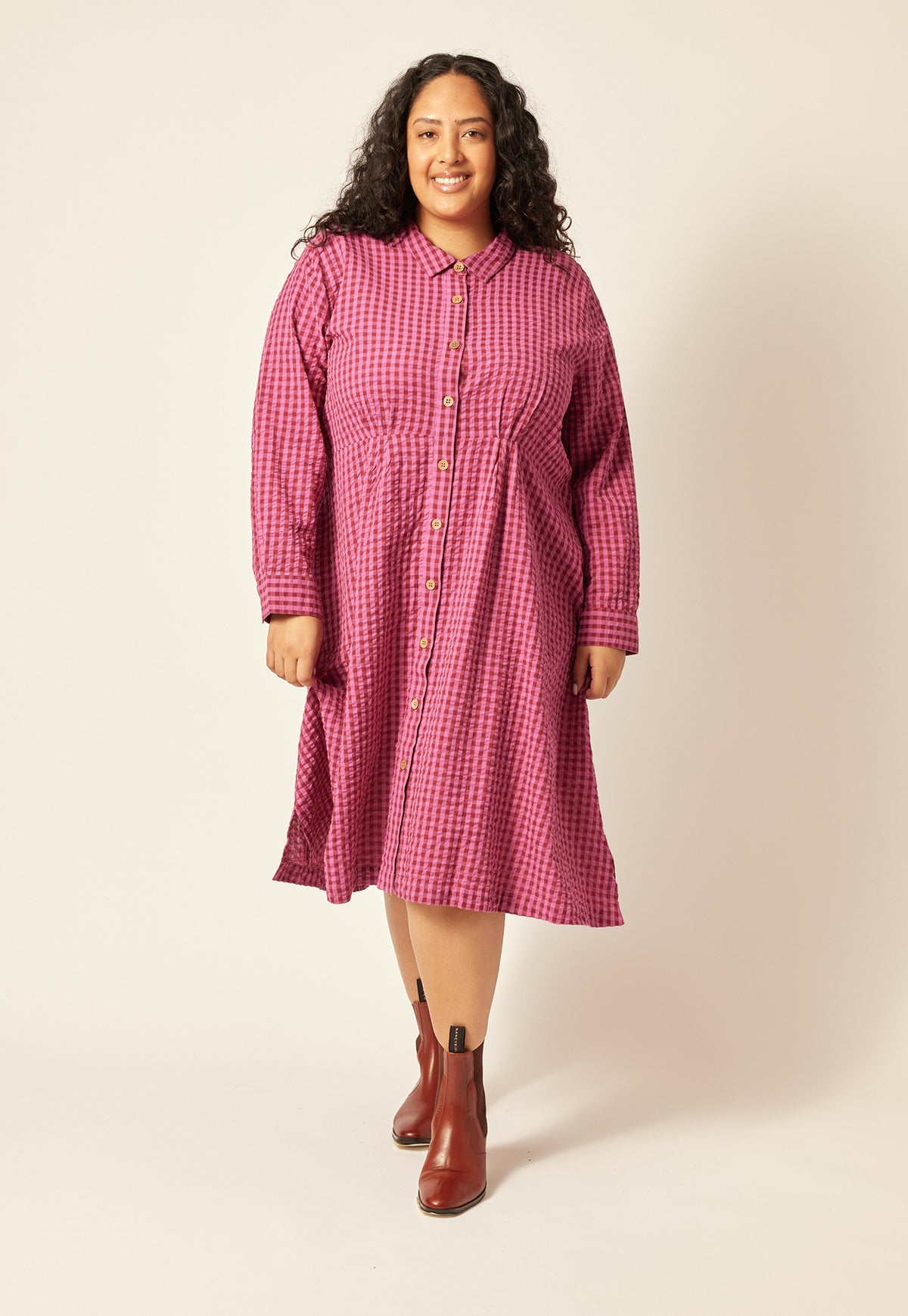 Daze Shirt Dress - Raspberry Gingham