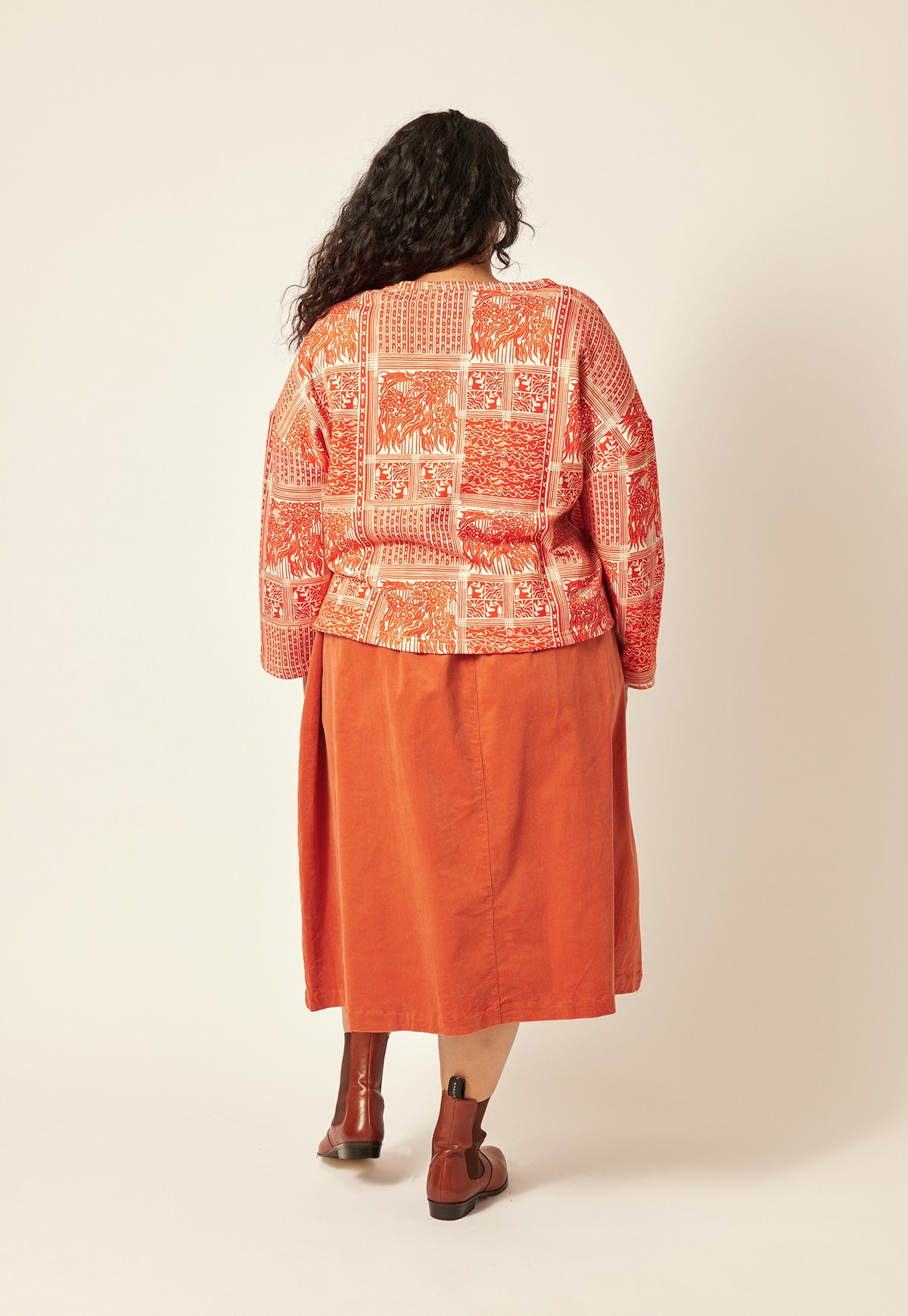 Adi Button Skirt - Burnt Orange