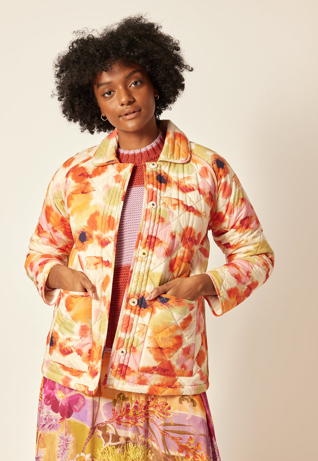 Zali Quilted Jacket - Pink Watercolour