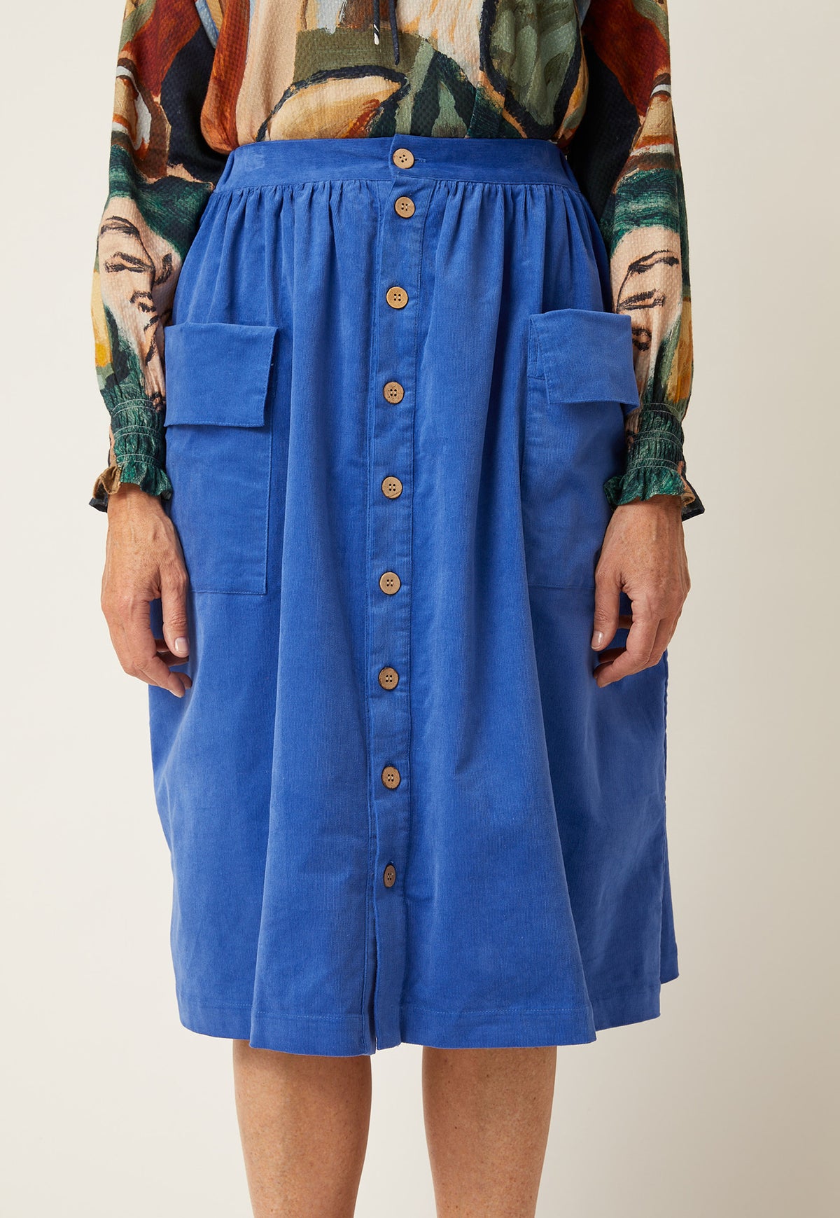 Adi Button Skirt - Cobalt Blue