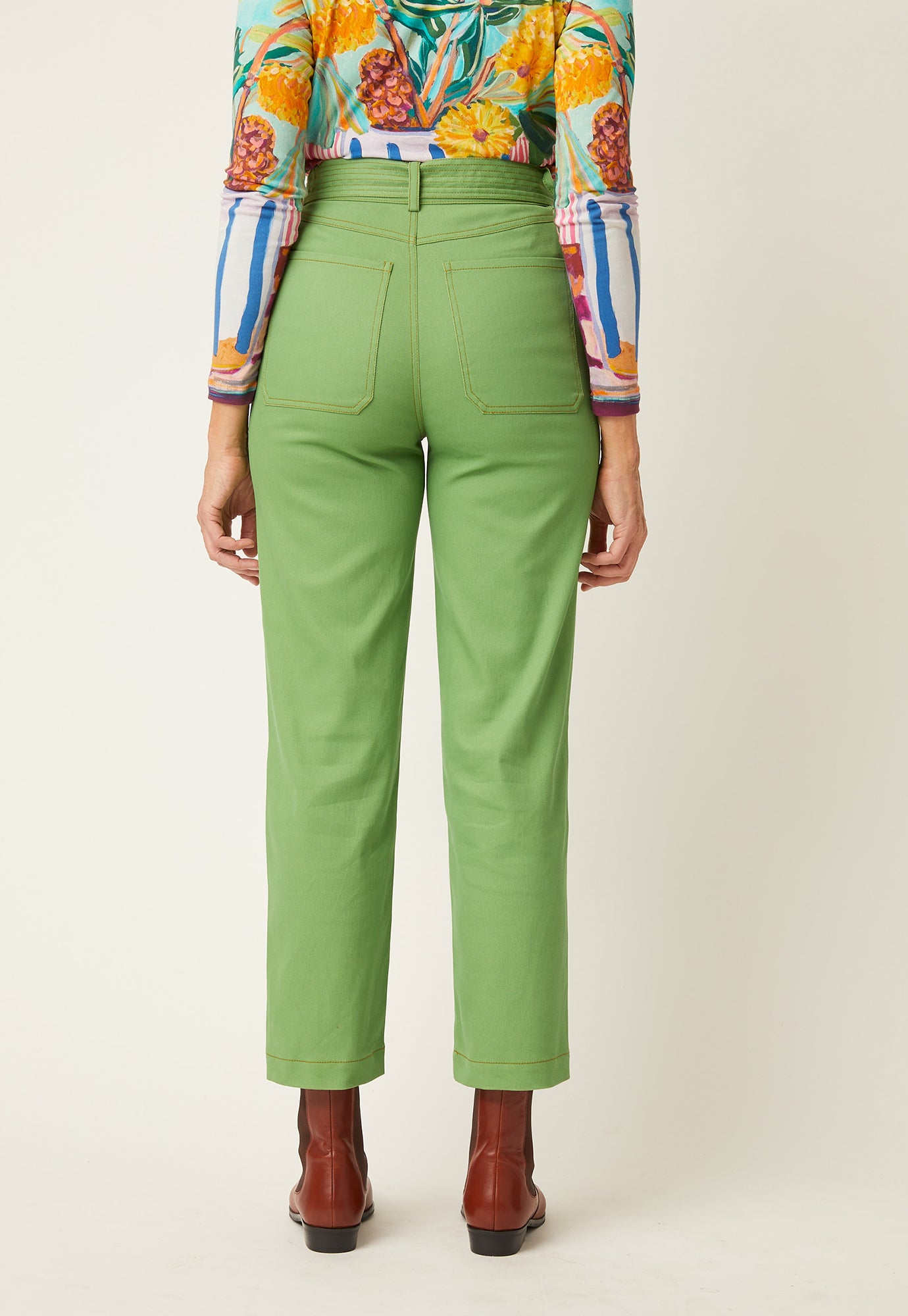 Ina Belted Pant - Apple