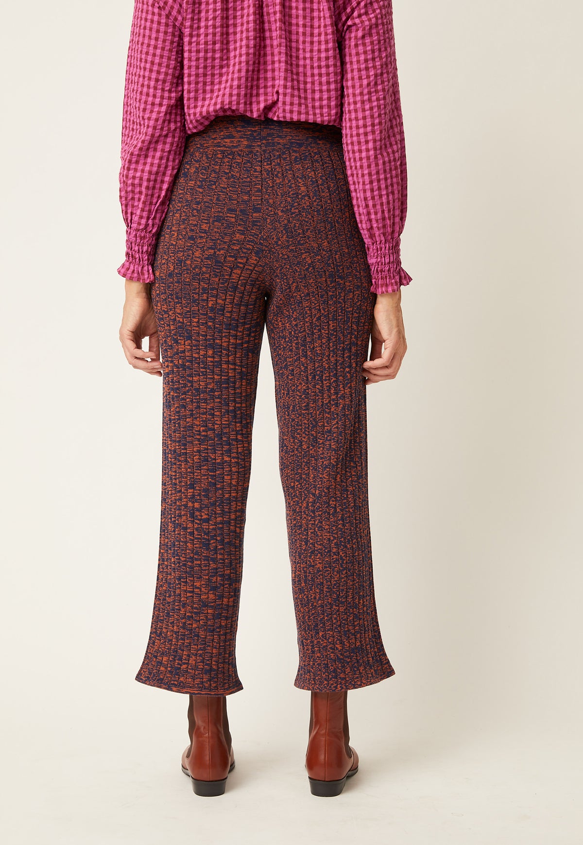 Naho Rib Pants - Navy Orange