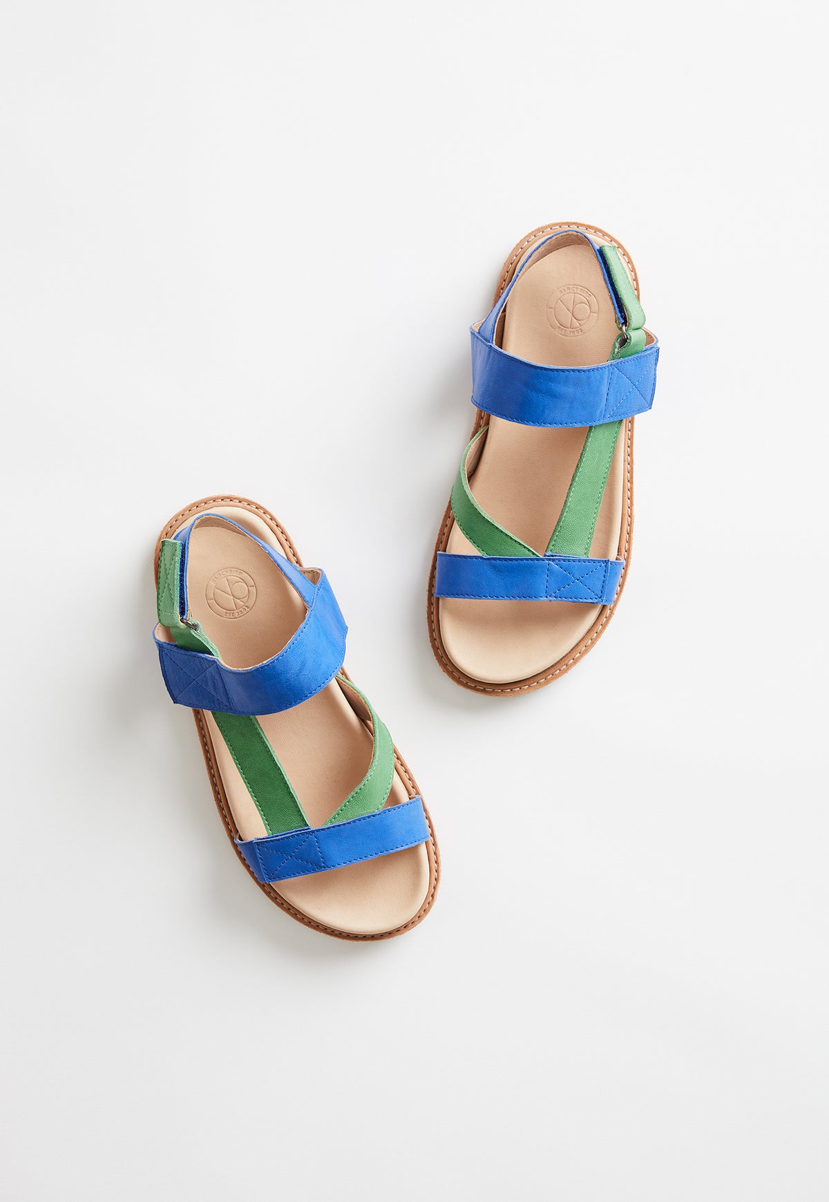 Cross Strap Sandals - Green Blue