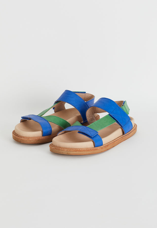 Cross Strap Sandals - Green Blue